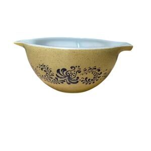 PYREX  1 1/2 Qt Mixing Bowl Homestead Cinderella Blue Tan Speckled Handled #442